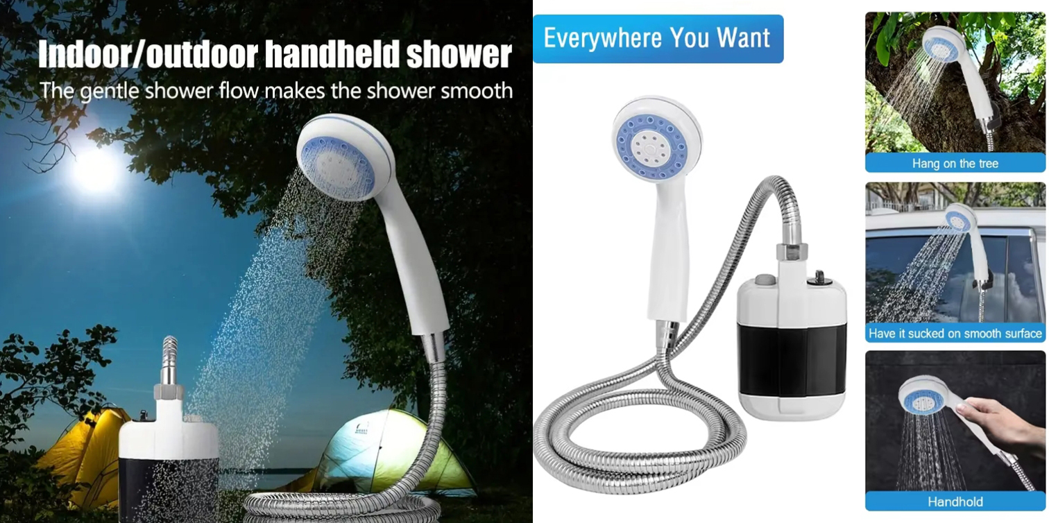 Can be used for indoor or outdoor showers, pet cleaning, car washing, garden watering, travel and camping.
